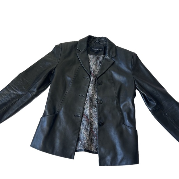 Kenneth Cole Black Leather Jacket New York women’s - Picture 3 of 10